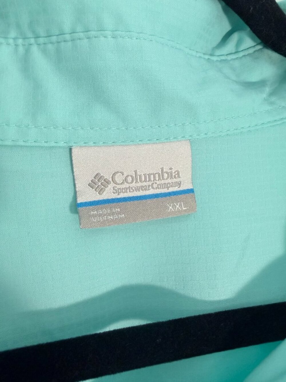 Columbia PFG Fishing Shirt XXL Aqua Blue Short Sleeve Performance Button Front - Picture 4 of 4